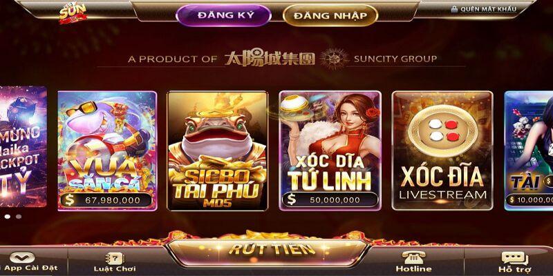 Các trò chơi tại cổng game bài đổi thưởng Sunwin