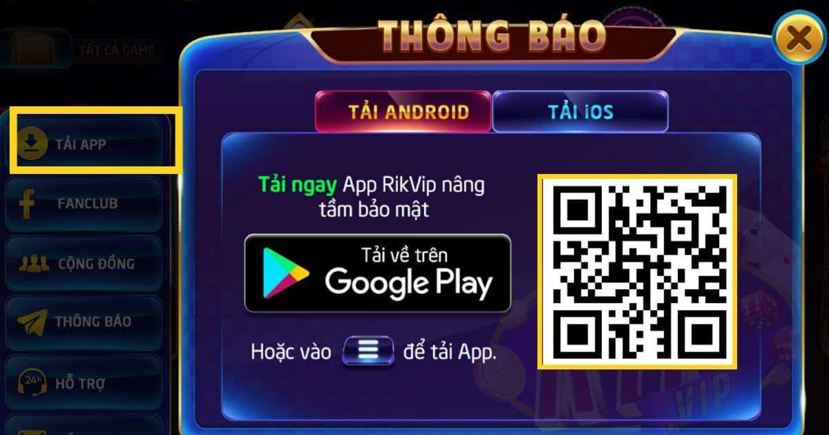 Hướng dẫn tải app Rik Vip cho Android